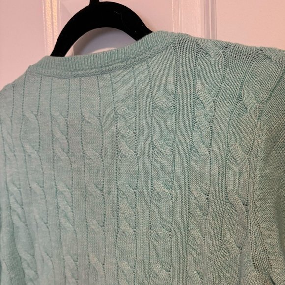 Talbots Light Blue Wool Blend Cable Knit Crew Neck Sweater - Size Medium Petite - Picture 8 of 8
